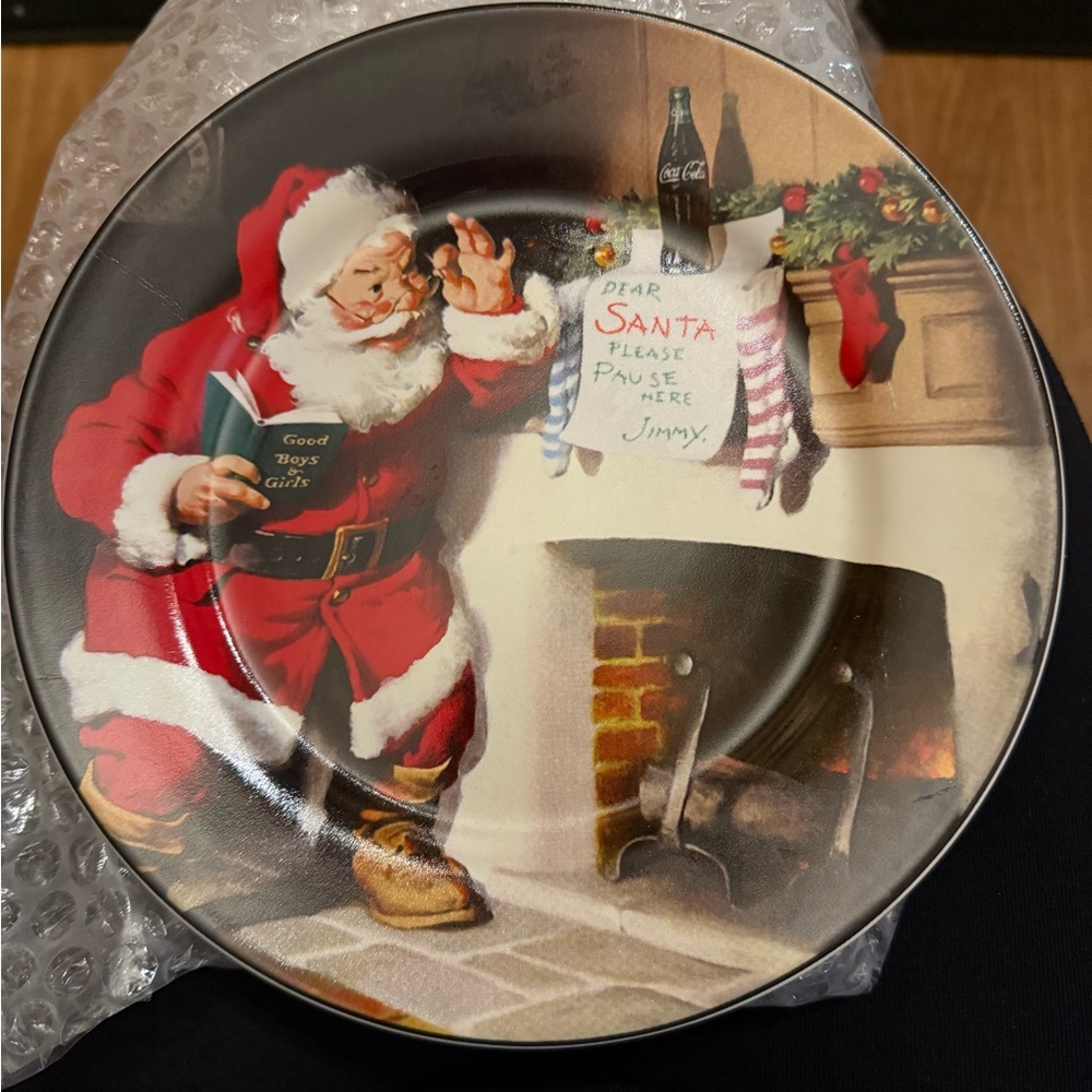 Coca Cola Collector Plate, Santa Claus Pause Refreshes Coke Holiday Plate